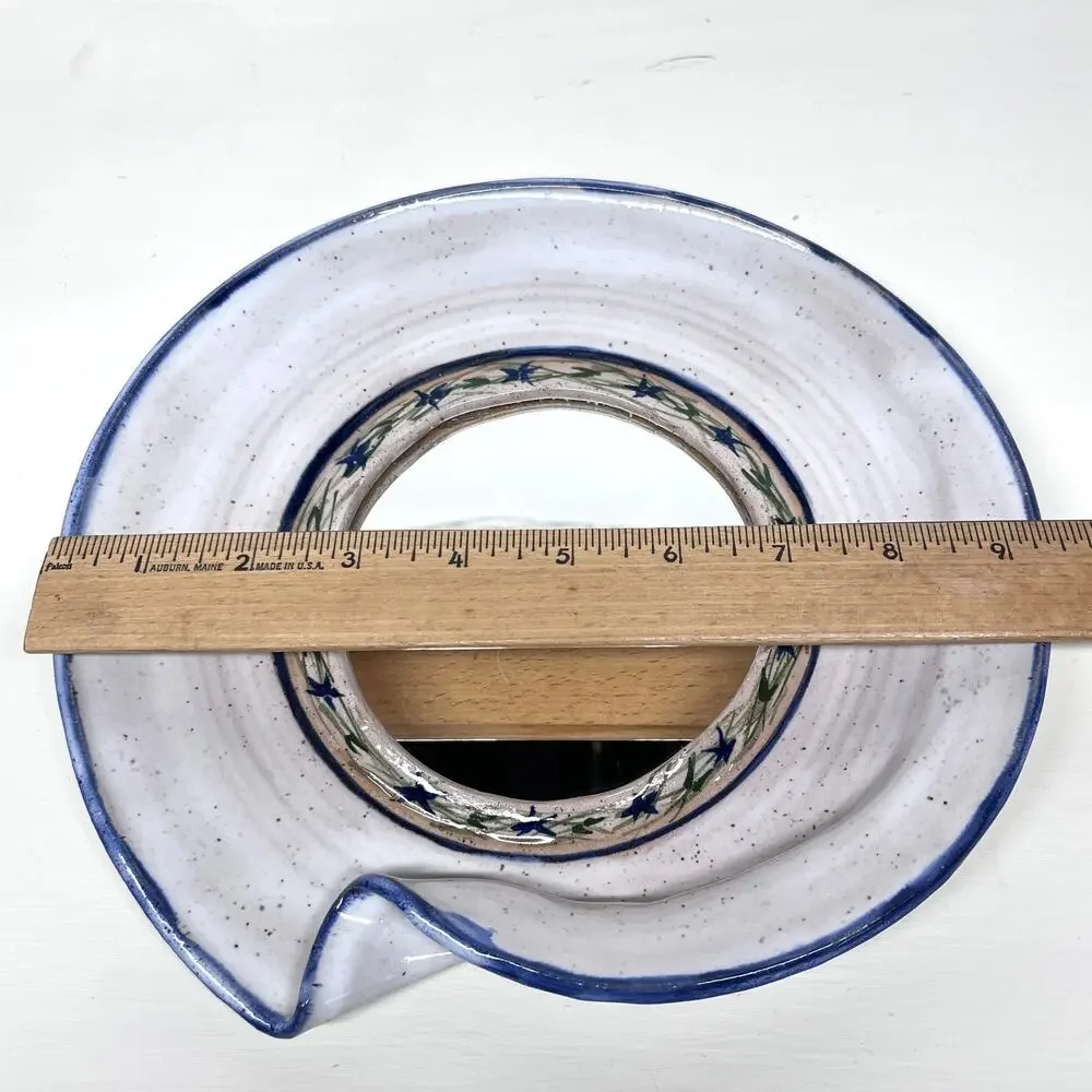 Art Pottery Round Wall Mirror Artist Signed